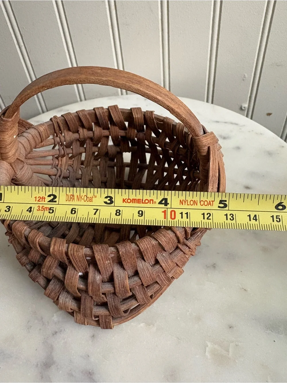 Vintage Miniature Eye of God Woven Buttocks Basket Brown Handmade VTG Grandma